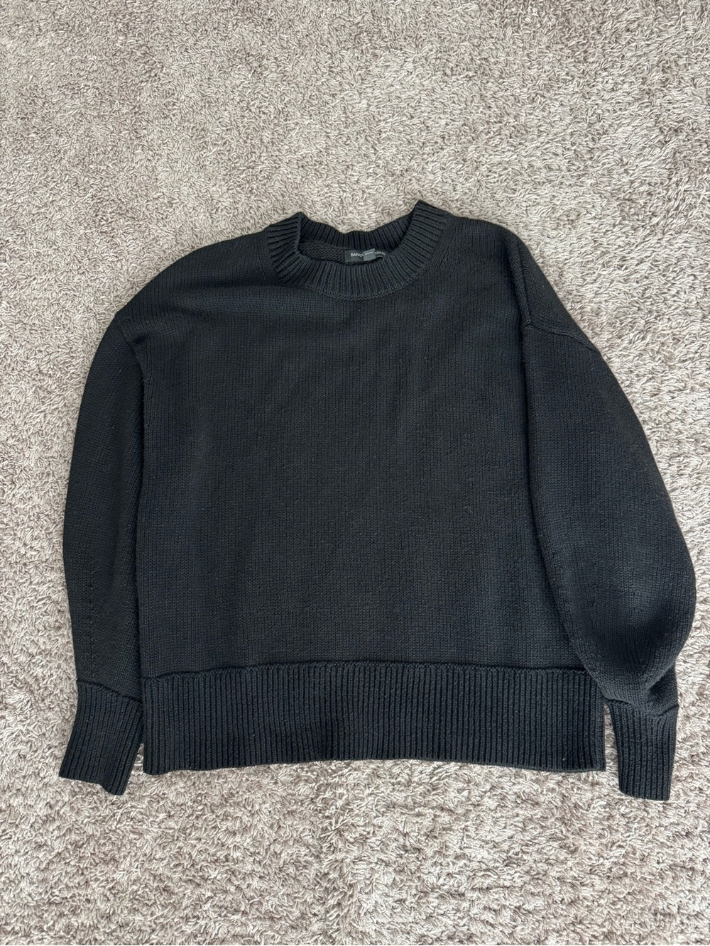 Banana Republic Cotton Blend Crew Neck Sweater - Black Size Medium